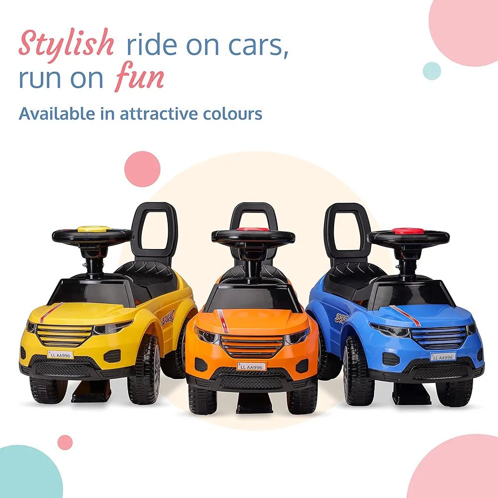 LuvLap Starlight Ride on & Car for Kids with Music & Horn Steering, Push Car for Baby with Backrest, Safety Guard, Under Seat Storage & Big Wheels, Ride on for Kids 1 to 3 Years Upto 25 Kgs (Yellow)